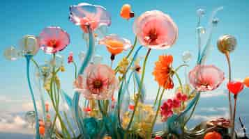 Photo gratuite gros plan sur des roses en verre colorées