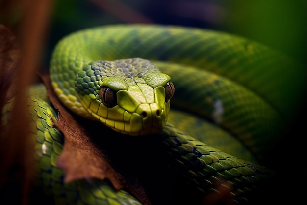 Photo gratuite gros plan sur un serpent dans son habitat naturel