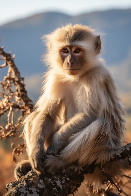 Photo gratuite gros plan sur un singe dans la nature