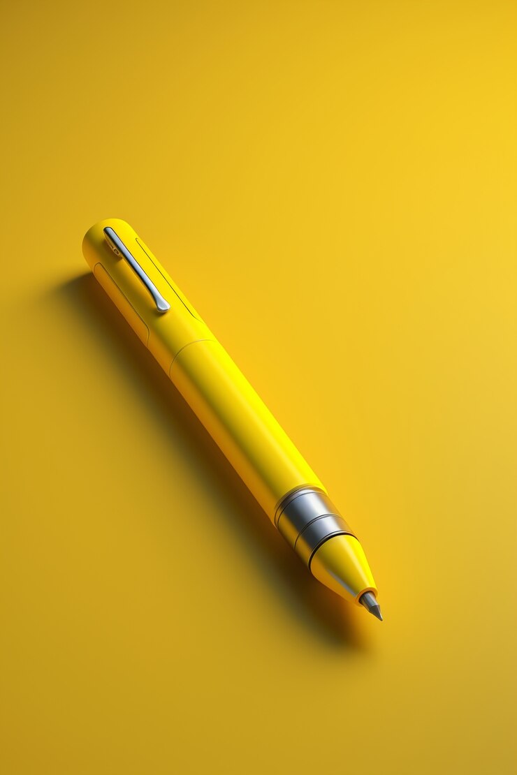 Photo gratuit gros plan sur un stylo jaune