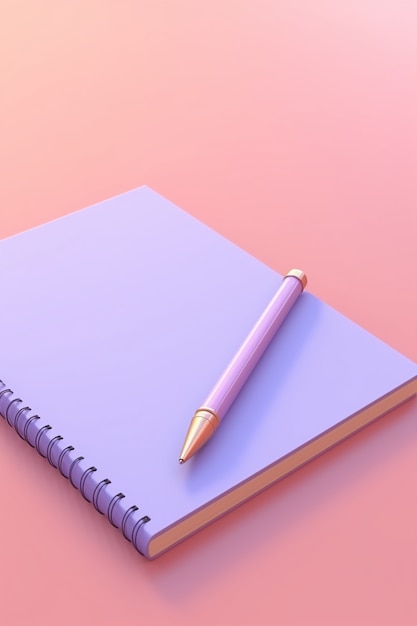 Photo gratuite gros plan sur un stylo violet avec un carnet