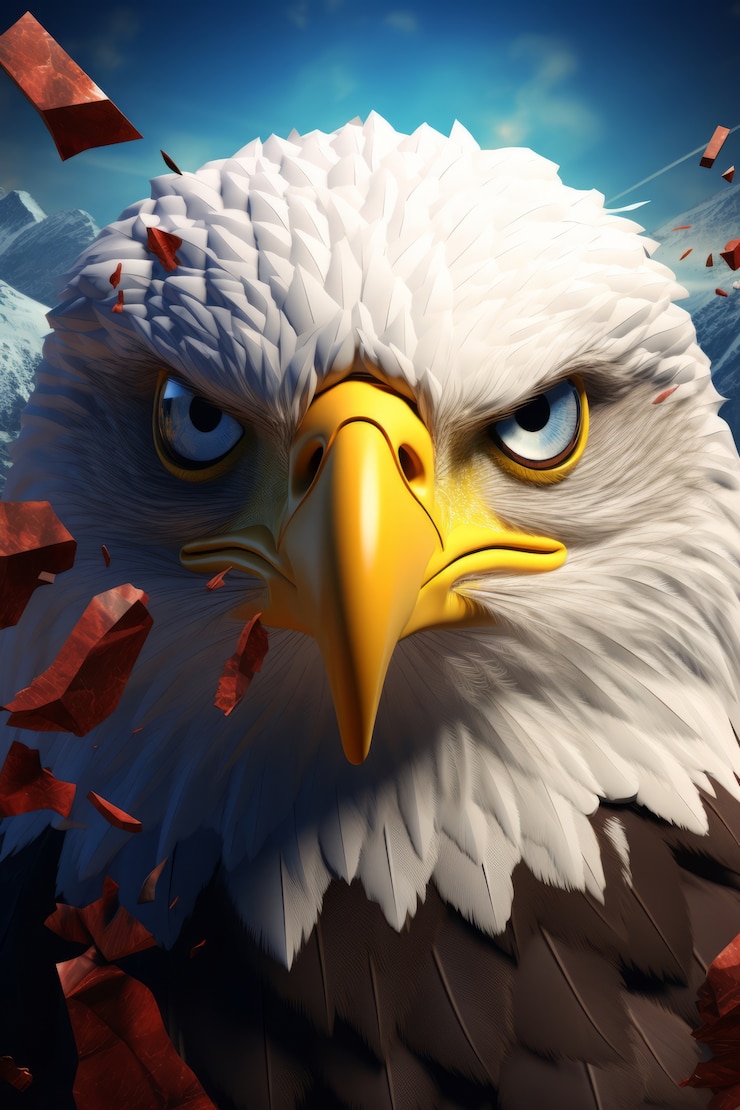 Photo gratuit gros plan, tête, aigle, 3d