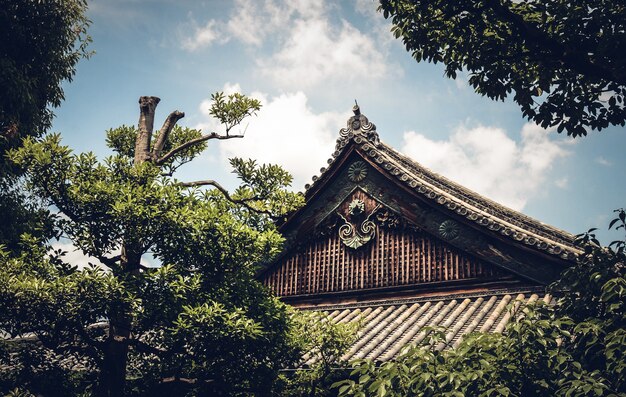 Gros plan tourné pour le toit du château de Nijō, Kyoto, Japon