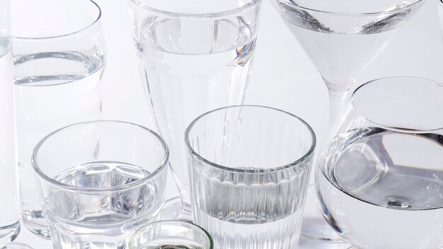 Gros plan, transparent, verres, à, eau