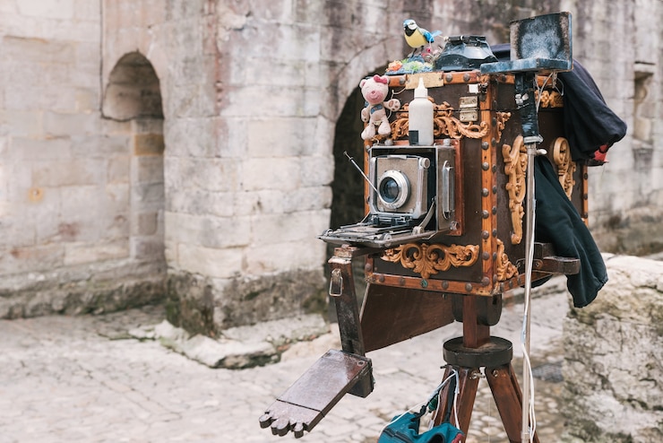 Photo gratuit gros plan d'un vieil appareil photo