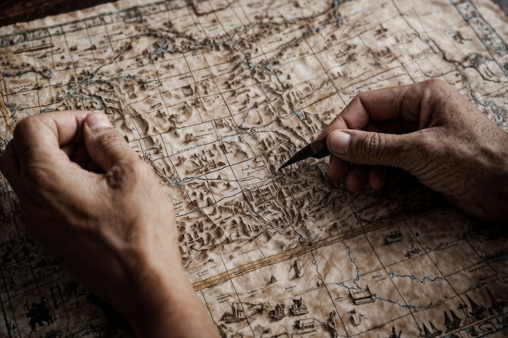 Photo gratuit en gros plan sur une vieille carte en papier