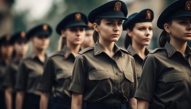 Groupe de héros militaires debout en uniforme généré par l'IA