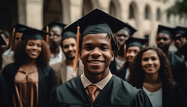 Photo gratuite groupe multiethnique de diplômés souriant avec succès généré par l'ia