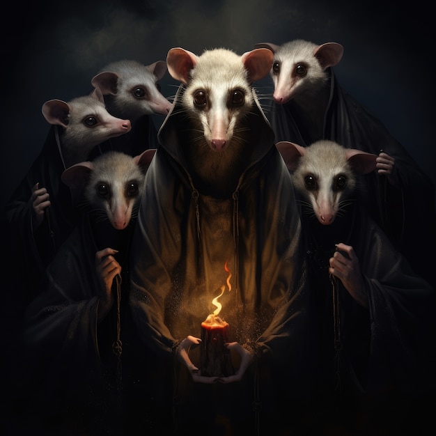 Photo gratuite un groupe d'opossums en studio