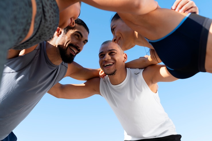 Photo gratuit groupe de personnes faisant de l'exercice ensemble à l'extérieur