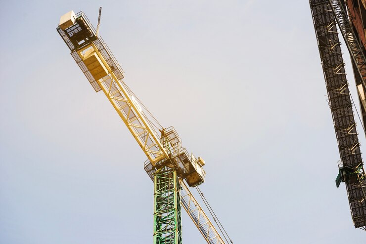 Photo gratuit grue placée en construction