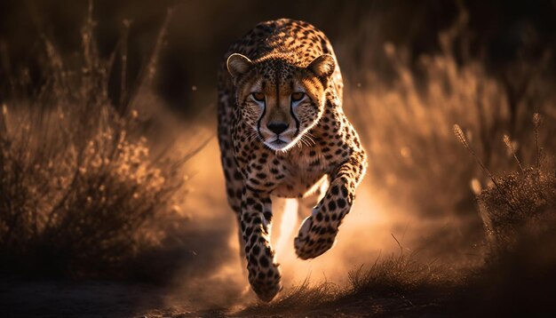 Guépard tacheté marchant majestueusement dans la savane africaine généré par l'IA