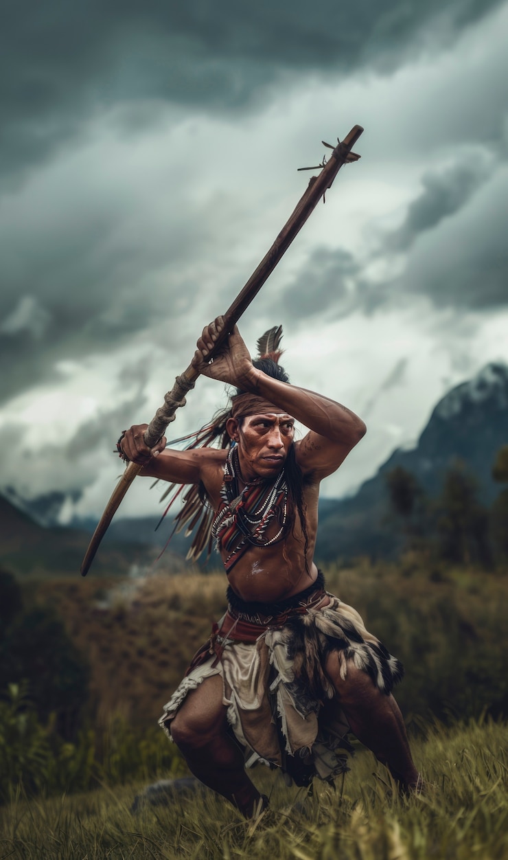 Photo gratuit guerrière et chef de l'ancien empire perdu des mayas et des incas.