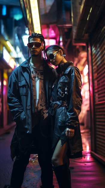 Des guerriers cyberpunk dans un paysage urbain