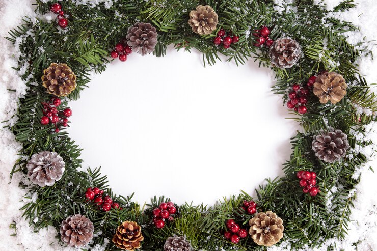 Photo gratuit guirlande de noël sur fond blanc
