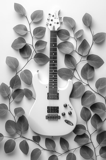 Guitare électrique dans un beau décor nature morte