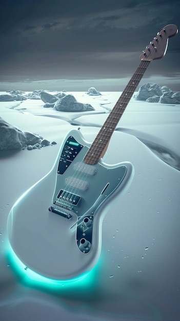 Photo gratuite guitare électrique avec lumière néon