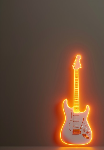 Photo gratuite guitare électrique avec lumière néon