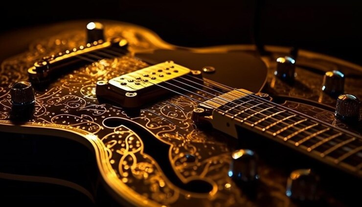 Photo gratuit une guitare avec le mot jazz dessus