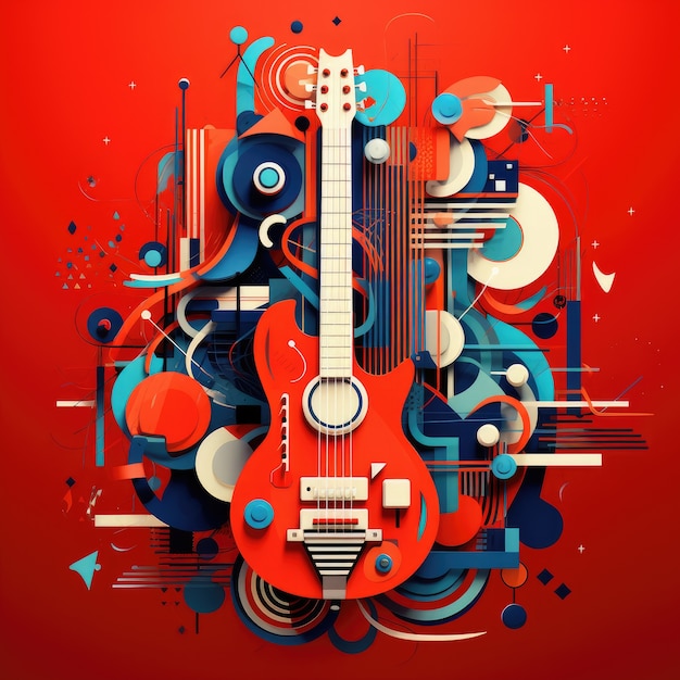 Guitare de style dessin animé