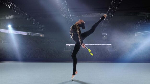 Gymnaste rythmique dans l'arène professionnelle