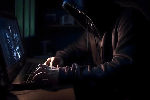Photo gratuite hacker volant des données de l'ordinateur la nuit concept de cybercrime