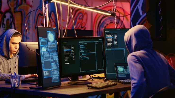 Photo gratuit les hackers téléchargent des fissures sur les torrents