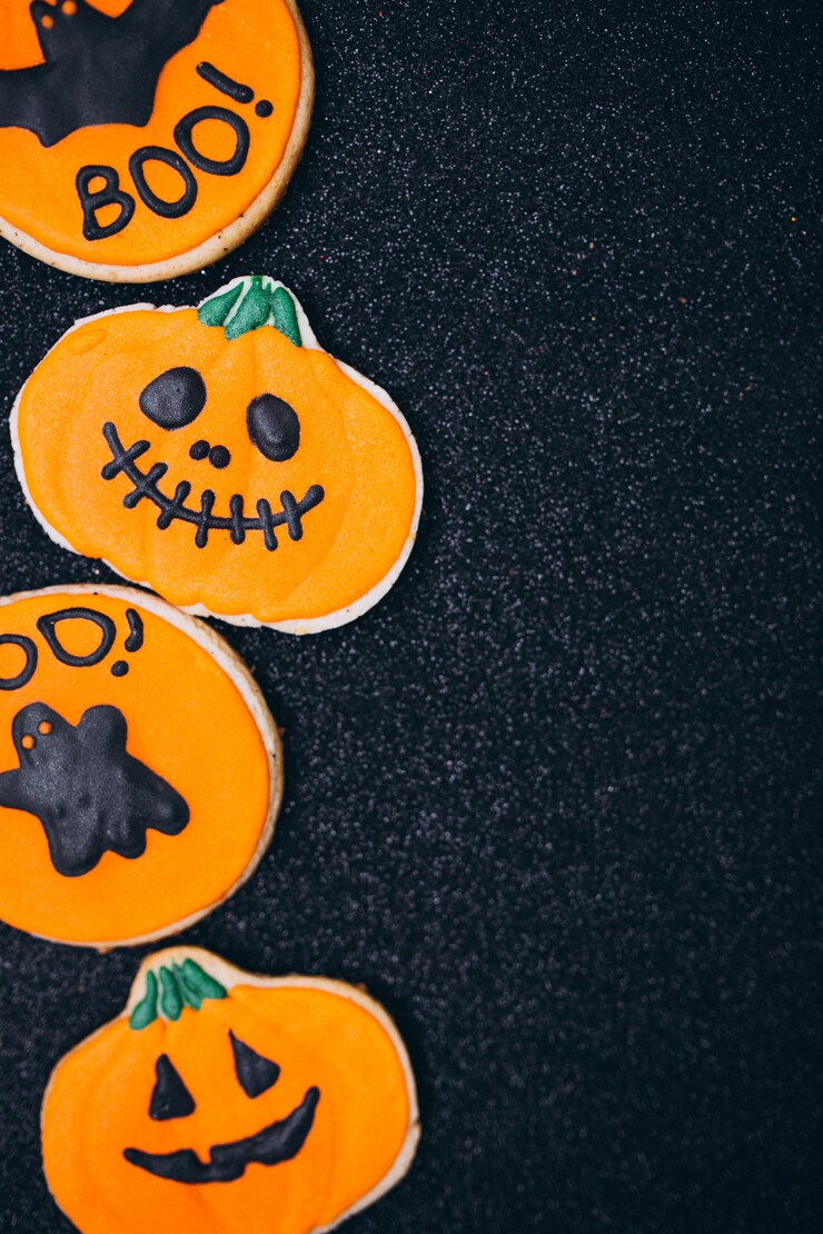 Photo gratuit halloween décoré de biscuits au gingembre faits maison