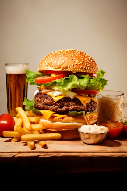 Photo gratuite un hamburger photoréaliste