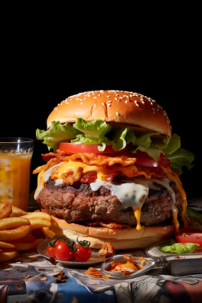 Photo gratuite un hamburger photoréaliste