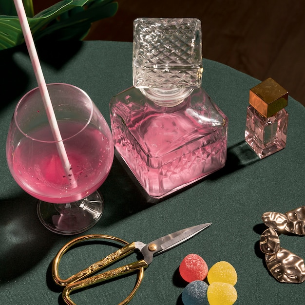 Haute angle nature morte, arrangement, gros plan
