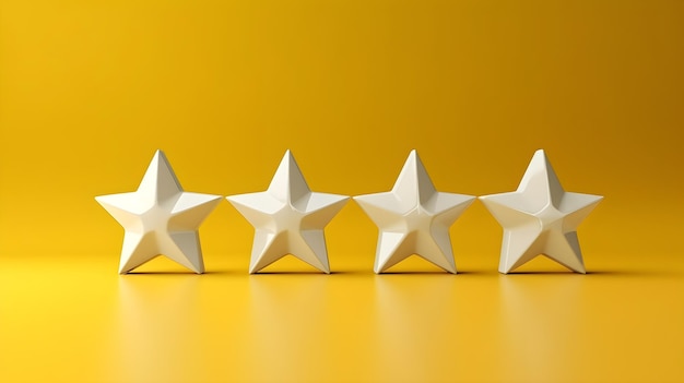 Photo gratuite hd blanc cinq étoiles concept de commentaires d'évaluation des clients sur fond jaune