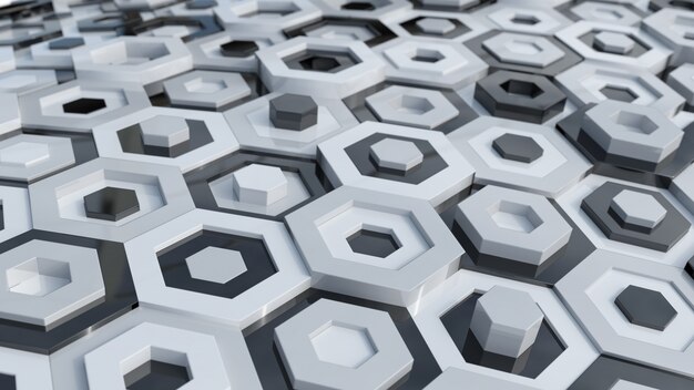 hexagones en noir et blanc