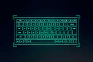 Photo gratuite hologramme de clavier ar vert néon pour appareil à technologie intelligente