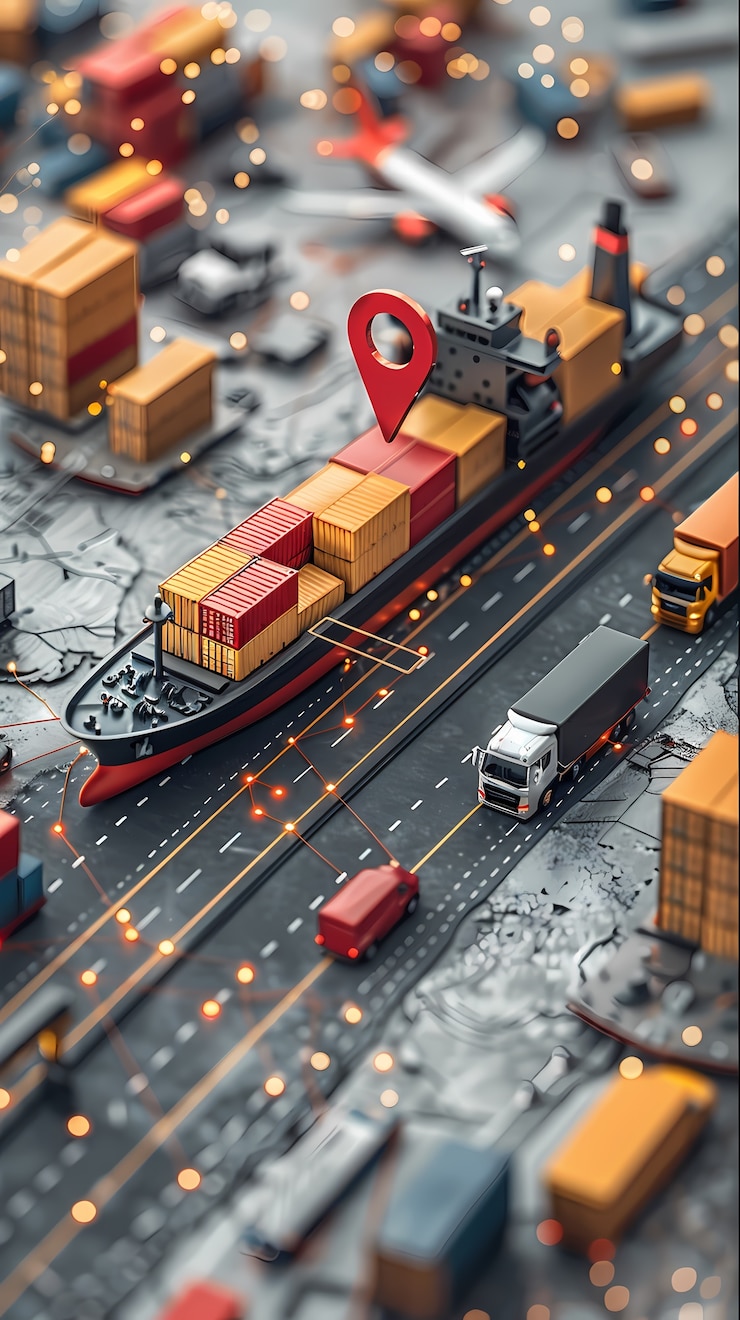Photo gratuit hologrammes technologiques et futuristes pour les moyens de transport logistique