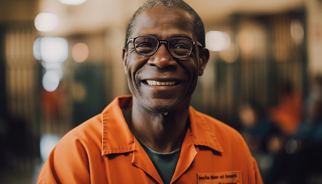 Photo gratuite homme d'affaires africain confiant souriant à l'extérieur dans la vie urbaine générée par l'ia