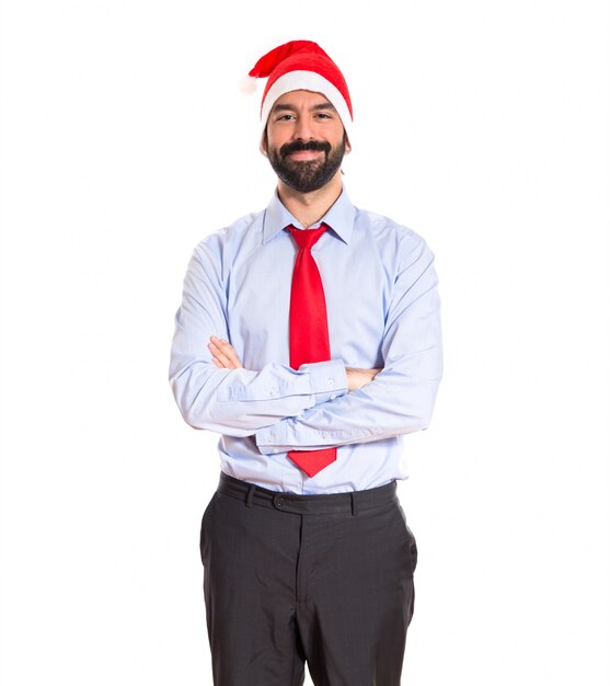 Homme d&#39;affaires avec chapeau de Noël