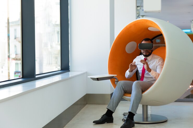 Photo gratuit homme affaires, lunettes réalité virtuelle