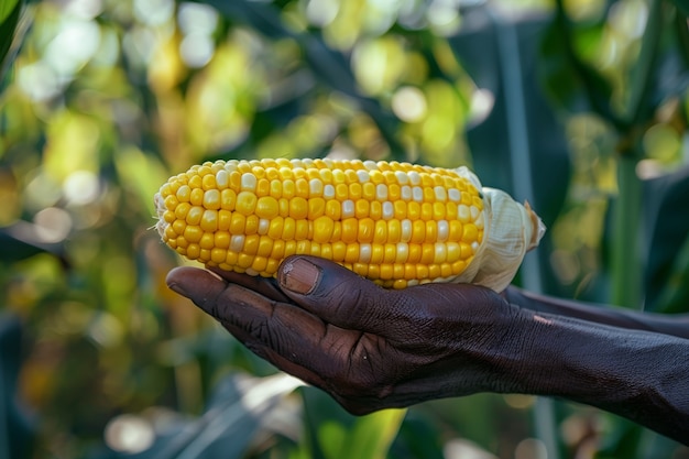 Un homme africain récolte des légumes.