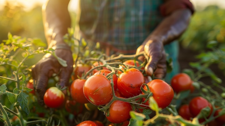 Photo gratuit un homme africain récolte des légumes.