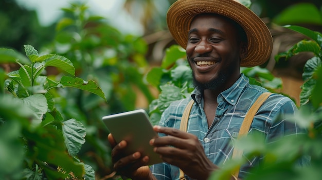 Photo gratuite un homme africain récolte des légumes.