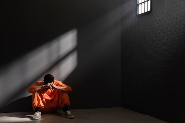 Homme d'âge moyen passant du temps en prison