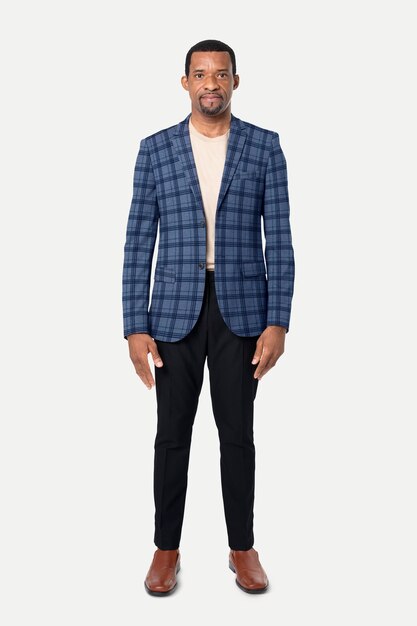 homme américain africain, porter, a, flanelle, blazer