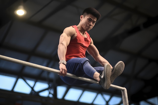 Un homme athlétique qui reste en forme en pratiquant la gymnastique