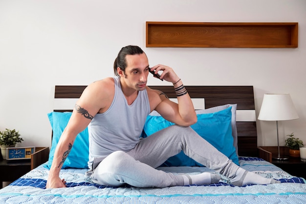 Homme, avoir, conversation, téléphone