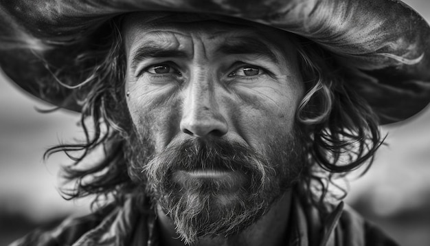 Photo gratuite homme barbu souriant dans l'élégance de la nature générée par l'ia