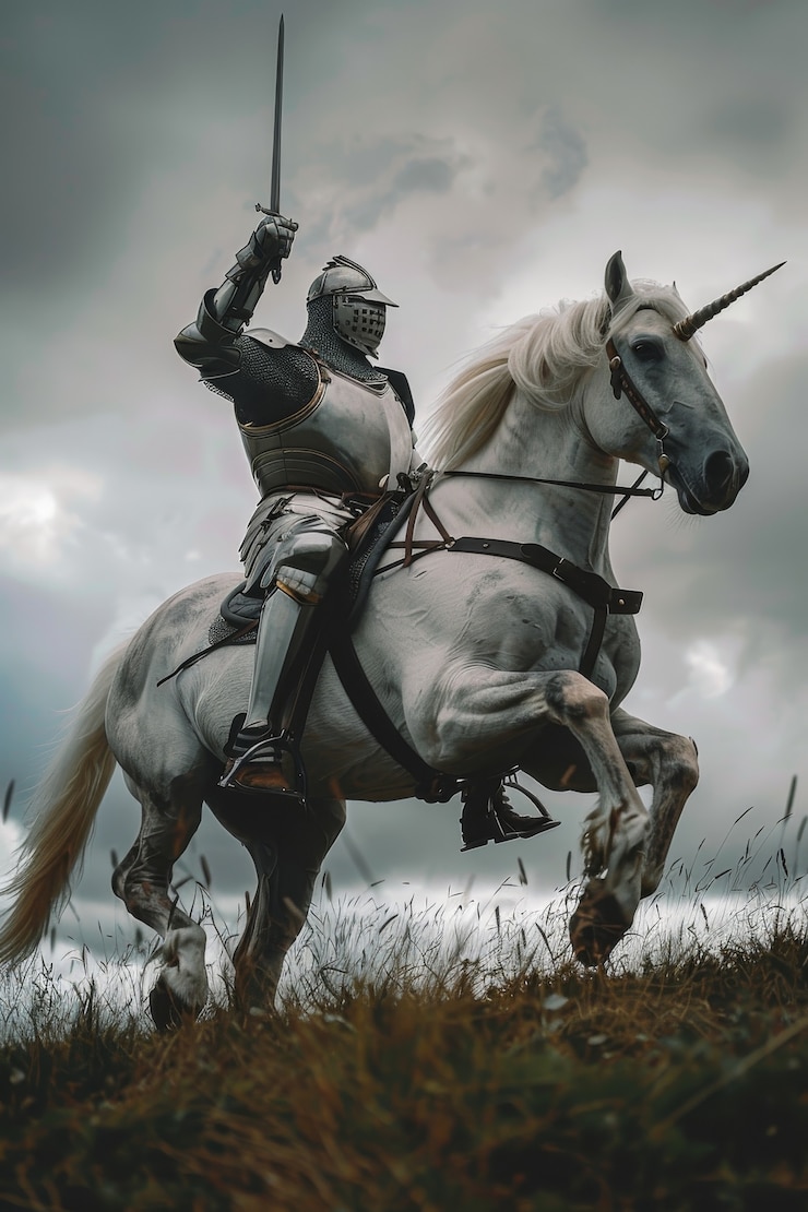 Photo gratuit un homme sur une belle licorne dans la nature