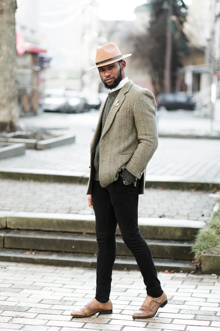 Photo gratuit homme, à, chapeau, poser, dehors