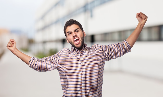 L'homme En Chemise à Carreaux Représentant La Colère.