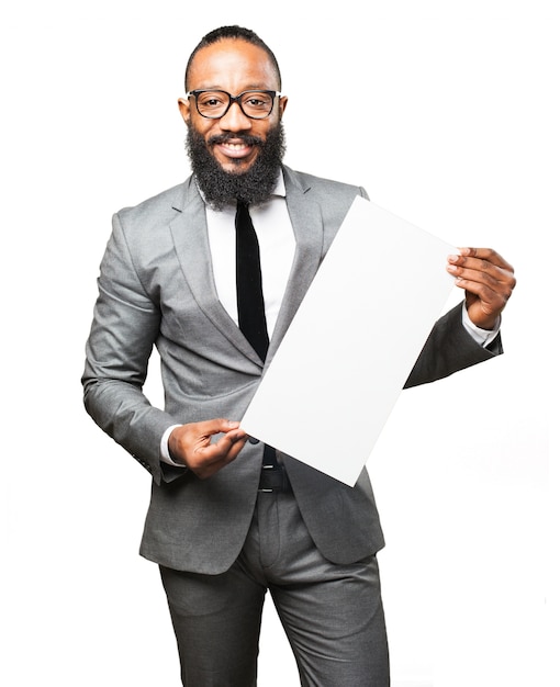 Homme En Costume Avec Une Affiche